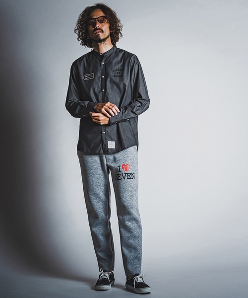 seventy seven(セブンティセブン)の「ms6597- denim style band collar L-S shirt (funny arch) バンドカラー長袖シャツ(7726W310)(シャツ/ブラウス・メンズ・ブラック/インディゴブルー・S/M/L/XL)」の9枚目の写真