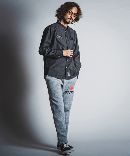 seventy seven(セブンティセブン)の「ms6597- denim style band collar L-S shirt (funny arch) バンドカラー長袖シャツ(7726W310)(シャツ/ブラウス・メンズ・ブラック/インディゴブルー・S/M/L/XL)」の10枚目の写真