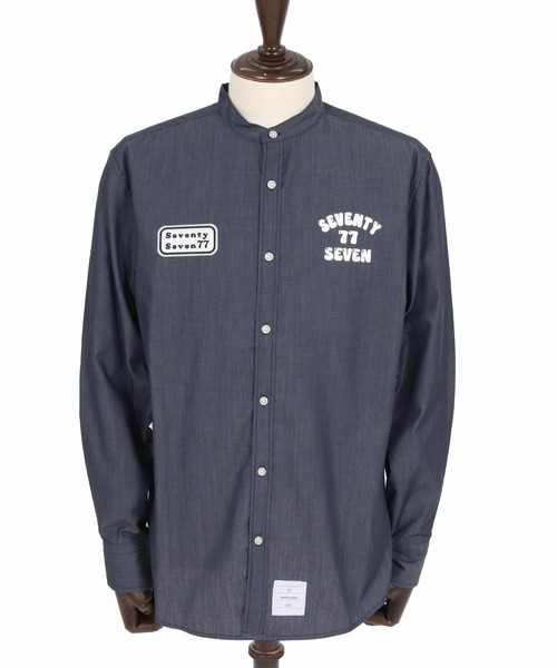 seventy seven(セブンティセブン)の「ms6597- denim style band collar L-S shirt (funny arch) バンドカラー長袖シャツ(7726W310)(シャツ/ブラウス・メンズ・ブラック/インディゴブルー・S/M/L/XL)」の11枚目の写真