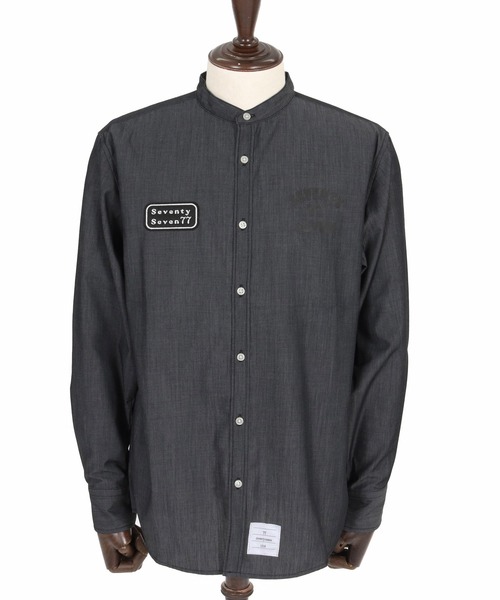 seventy seven(セブンティセブン)の「ms6597- denim style band collar L-S shirt (funny arch) バンドカラー長袖シャツ(7726W310)(シャツ/ブラウス・メンズ・ブラック/インディゴブルー・S/M/L/XL)」の13枚目の写真