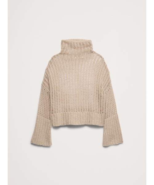Banana Republic(バナナリパブリック)の「イタリアン オープンステッチ ファネルネック セーター(ニット/セーター・レディース・ナチュラル/ブラック・XS/S/M/L)」の5枚目の写真