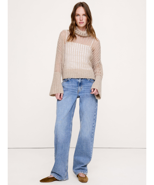 Banana Republic(バナナリパブリック)の「イタリアン オープンステッチ ファネルネック セーター(ニット/セーター・レディース・ナチュラル/ブラック・XS/S/M/L)」の4枚目の写真