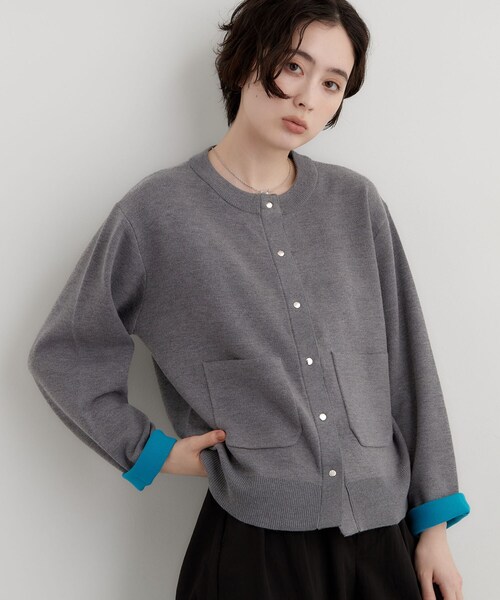 THE SHOP TK (ザ ショップ ティーケー )の「もにゅ 袖配色カーディガン(カーディガン/ボレロ・レディース・ネイビー/ダークブラウン/チャコールグレー・12/13)」の18枚目の写真