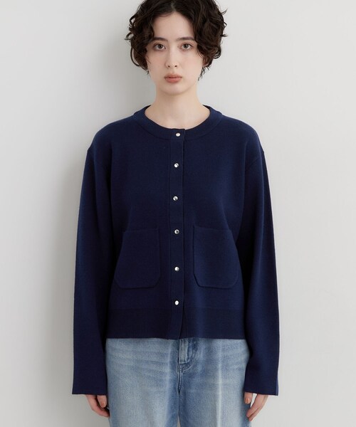 THE SHOP TK (ザ ショップ ティーケー )の「もにゅ 袖配色カーディガン(カーディガン/ボレロ・レディース・ネイビー/ダークブラウン/チャコールグレー・12/13)」の8枚目の写真