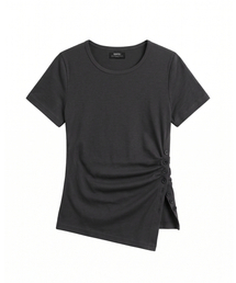 MUSE DRAPED SHORT SLEEVE (CHARCOAL)
