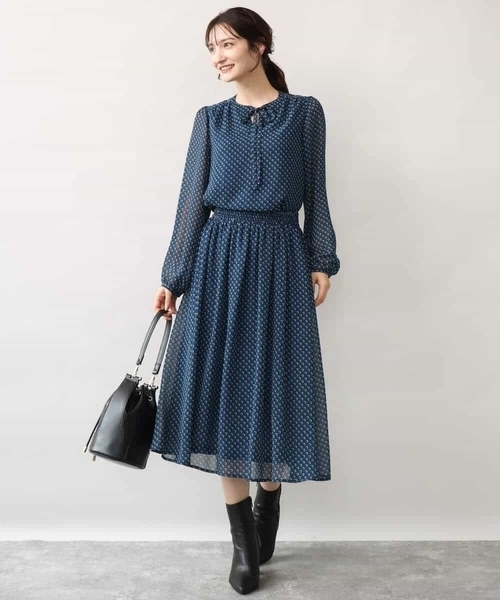 MK MICHEL KLEIN（エムケーミッシェルクラン）の「[洗える]スクエア幾何柄シフォンブラウス（シャツ/ブラウス・レディース・ブルーグリーン/ブラウン・38）」の16枚目の写真