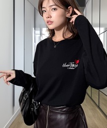 Chandelier（シャンデリア）の「ゆったり 着やすい ルーズシルエット 刺繍 ワンポイント ロンT（Tシャツ/カットソー）」