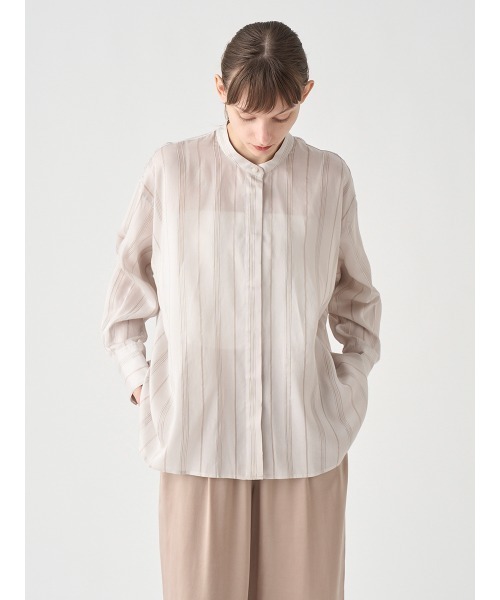 JOHN SMEDLEY(ジョンスメドレー)の「スカーフ付シアーブラウス|FB109(シャツ/ブラウス・レディース・ベージュ・F)」の3枚目の写真