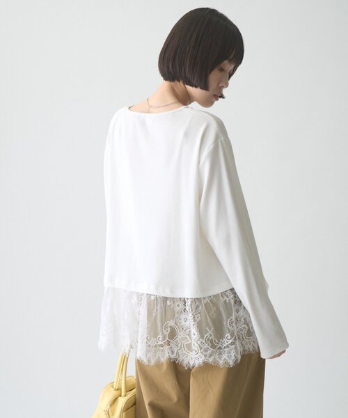 CIAOPANIC TYPY(チャオパニックティピー)の「∴裾レースリブロンTee(Tシャツ/カットソー・レディース・ホワイト/ライトグレー/ブラック・ONE SIZE)」の9枚目の写真