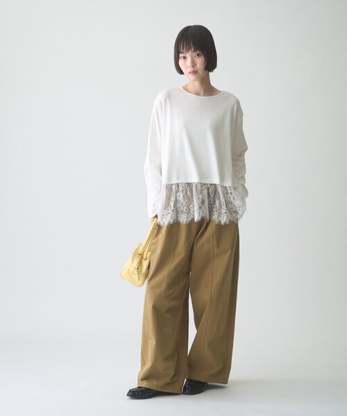 CIAOPANIC TYPY(チャオパニックティピー)の「∴裾レースリブロンTee(Tシャツ/カットソー・レディース・ホワイト/ライトグレー/ブラック・ONE SIZE)」の10枚目の写真