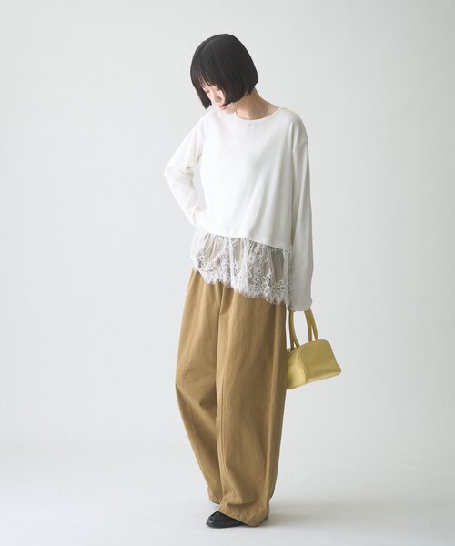 CIAOPANIC TYPY(チャオパニックティピー)の「∴裾レースリブロンTee(Tシャツ/カットソー・レディース・ホワイト/ライトグレー/ブラック・ONE SIZE)」の11枚目の写真
