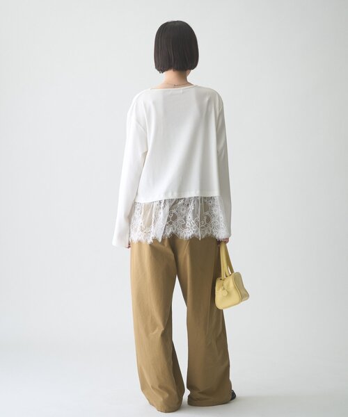 CIAOPANIC TYPY(チャオパニックティピー)の「∴裾レースリブロンTee(Tシャツ/カットソー・レディース・ホワイト/ライトグレー/ブラック・ONE SIZE)」の14枚目の写真