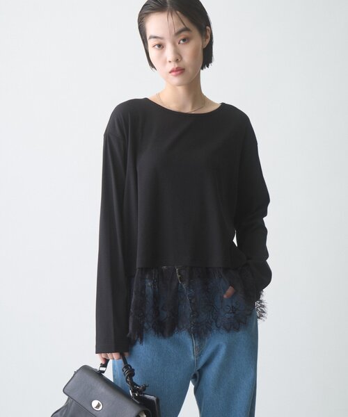 CIAOPANIC TYPY(チャオパニックティピー)の「∴裾レースリブロンTee(Tシャツ/カットソー・レディース・ホワイト/ライトグレー/ブラック・ONE SIZE)」の21枚目の写真