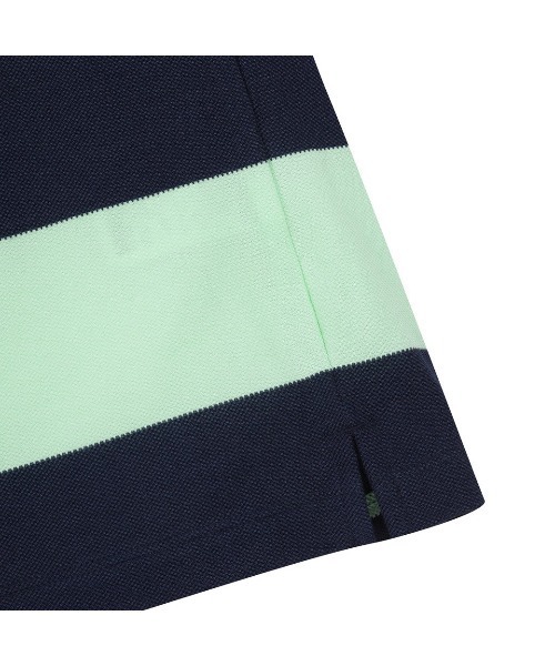 WAAC(ワック)の「WOMEN ルーズフィットボーダーピケポロシャツ(ポロシャツ・レディース・ネイビー・SMALL/MEDIUM)」の2枚目の写真