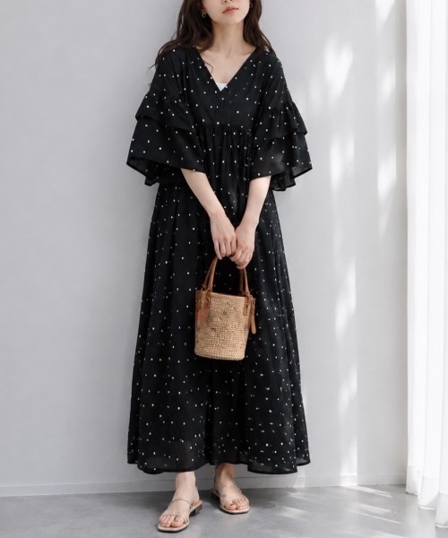 Muffiny(マフィニー)の「ボリュームスリーブワンピース【Indian Cotton】(ワンピース・レディース・ドット/アイボリー・MEDIUM)」の12枚目の写真
