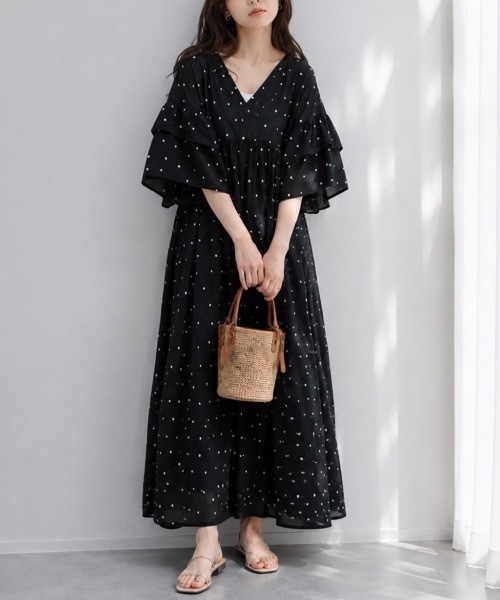 Muffiny(マフィニー)の「ボリュームスリーブワンピース【Indian Cotton】(ワンピース・レディース・ドット/アイボリー・MEDIUM)」の16枚目の写真