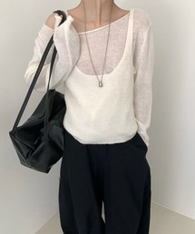 オフショル長袖ニット&リブニットキャミソール 2点セット