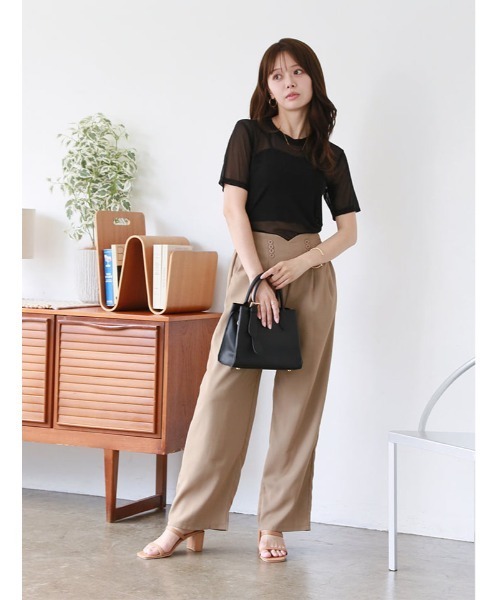 fifth（フィフス）の「ハイウエストボタンデザインタックパンツ（その他パンツ・レディース・ベージュ/ブラック/アイボリー・M）」の7枚目の写真