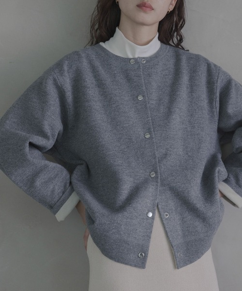 URBAN RESEARCH Sonny Label(アーバンリサーチサニーレーベル)の「ダブルフェイスバイカラーカーディガン(カーディガン/ボレロ・レディース・ブラウン/ネイビー/グレー・FREE)」の1枚目の写真
