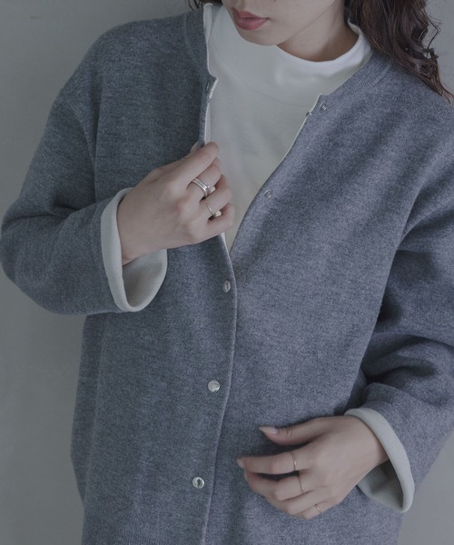 URBAN RESEARCH Sonny Label(アーバンリサーチサニーレーベル)の「ダブルフェイスバイカラーカーディガン(カーディガン/ボレロ・レディース・ブラウン/ネイビー/グレー・FREE)」の10枚目の写真