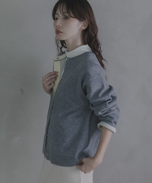 URBAN RESEARCH Sonny Label(アーバンリサーチサニーレーベル)の「ダブルフェイスバイカラーカーディガン(カーディガン/ボレロ・レディース・ブラウン/ネイビー/グレー・FREE)」の14枚目の写真