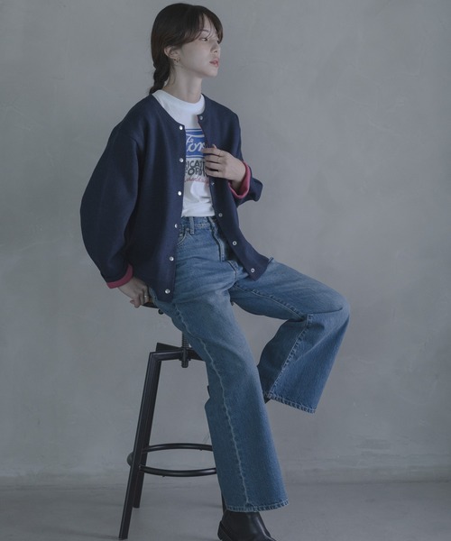 URBAN RESEARCH Sonny Label(アーバンリサーチサニーレーベル)の「ダブルフェイスバイカラーカーディガン(カーディガン/ボレロ・レディース・ブラウン/ネイビー/グレー・FREE)」の6枚目の写真