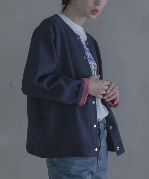URBAN RESEARCH Sonny Label(アーバンリサーチサニーレーベル)の「ダブルフェイスバイカラーカーディガン(カーディガン/ボレロ・レディース・ブラウン/ネイビー/グレー・FREE)」の7枚目の写真