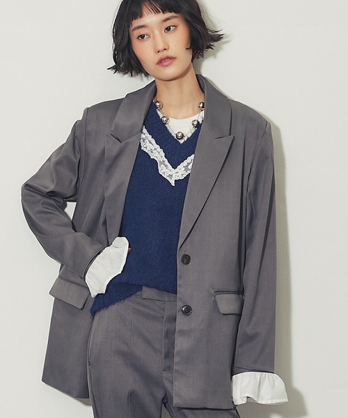 ANOTHER S（アナザーエス）の「「セットアップ対応」ツイル2WAYフリルカフステーラードジャケット（テーラードジャケット・レディース・ブラウン/ブラック/チャコールグレー・FREE）」の15枚目の写真