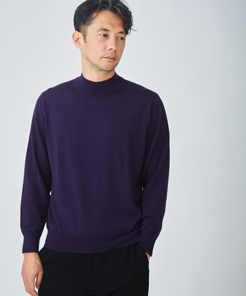 EDIFICE(エディフィス)の「12G ウール/シルク/カシミヤ MIX クリスタル モックネックニット(ニット/セーター・メンズ・ホワイト/ブラック/パープル/イエロー/ブラウン系その他・SMALL/MEDIUM/LARGE/X-LARGE)」の4枚目の写真