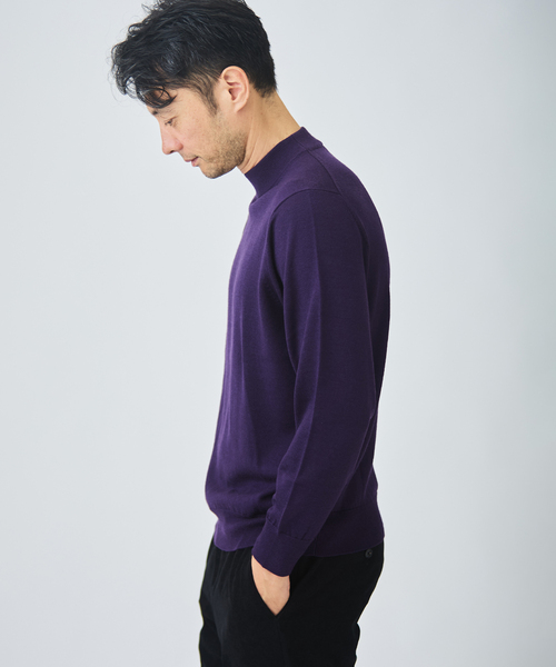 EDIFICE(エディフィス)の「12G ウール/シルク/カシミヤ MIX クリスタル モックネックニット(ニット/セーター・メンズ・ホワイト/ブラック/パープル/イエロー/ブラウン系その他・SMALL/MEDIUM/LARGE/X-LARGE)」の15枚目の写真
