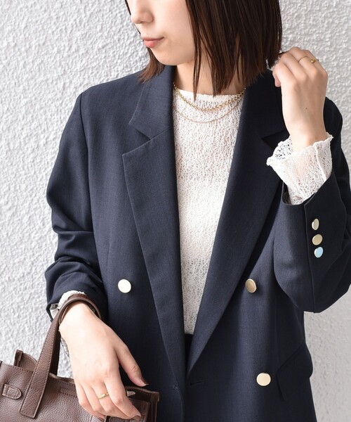 SHIPS Colors(シップス カラーズ)の「SHIPS Colors:〈手洗い可能〉レース ボート ネック トップス(Tシャツ/カットソー・レディース・イエロー系その他2/オフホワイト/ブラック・ONE SIZE)」の1枚目の写真