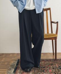 ピンストライプタックワイドスラックス