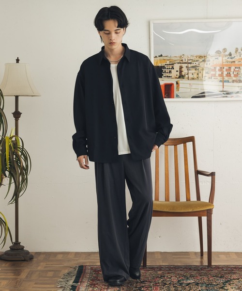 SENSE OF PLACE by URBAN RESEARCH（センスオブプレイスバイアーバンリサーチ）の「ピンストライプタックワイドスラックス（その他パンツ・メンズ・ネイビー/ベージュ/グレー・MEDIUM/LARGE）」の5枚目の写真
