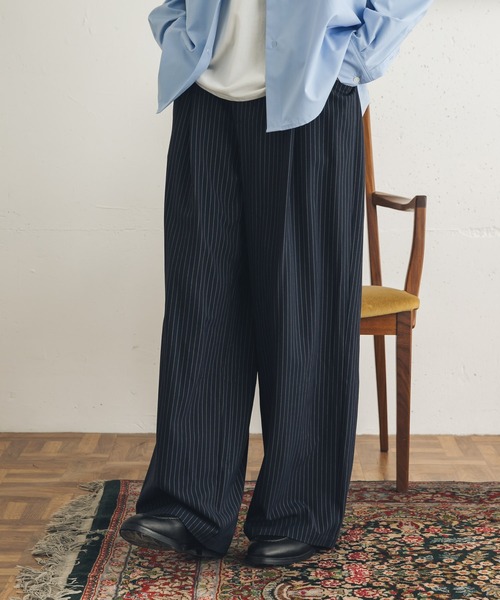 SENSE OF PLACE by URBAN RESEARCH（センスオブプレイスバイアーバンリサーチ）の「ピンストライプタックワイドスラックス（その他パンツ・メンズ・ネイビー/ベージュ/グレー・MEDIUM/LARGE）」の16枚目の写真