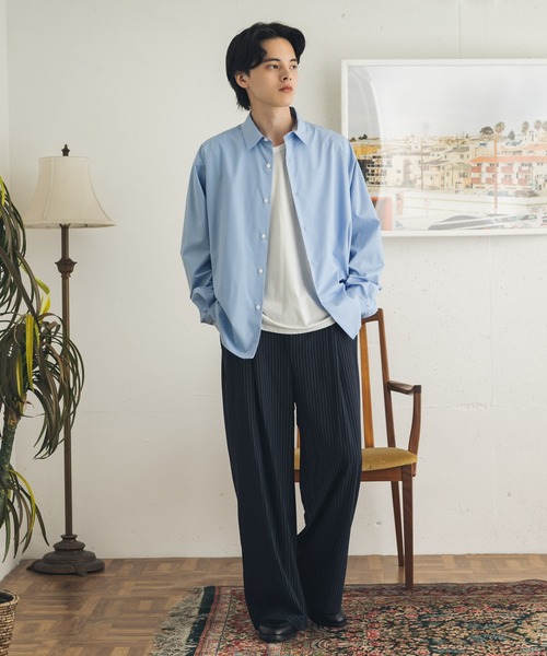 SENSE OF PLACE by URBAN RESEARCH（センスオブプレイスバイアーバンリサーチ）の「ピンストライプタックワイドスラックス（その他パンツ・メンズ・ネイビー/ベージュ/グレー・MEDIUM/LARGE）」の18枚目の写真