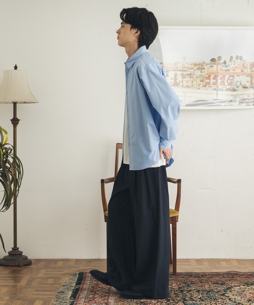 SENSE OF PLACE by URBAN RESEARCH（センスオブプレイスバイアーバンリサーチ）の「ピンストライプタックワイドスラックス（その他パンツ・メンズ・ネイビー/ベージュ/グレー・MEDIUM/LARGE）」の19枚目の写真