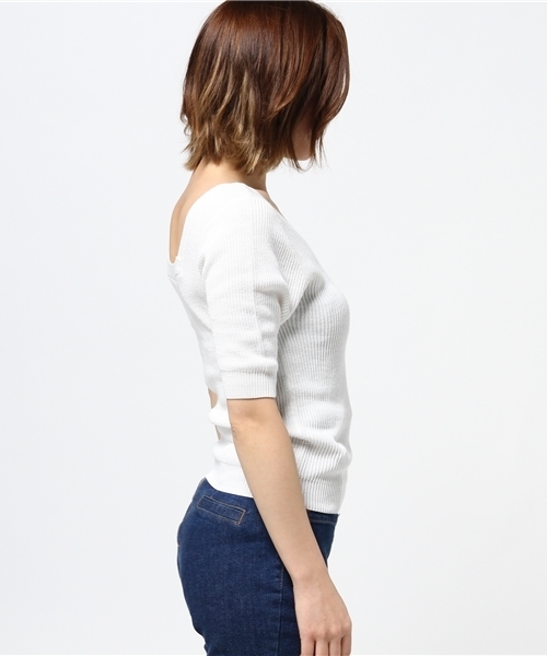 SLY（スライ）の「V SQUARE MG TOPS-S（ニット/セーター・レディース・イエロー系その他/ブラック/ワインレッド/オフホワイト・2/1）」の8枚目の写真