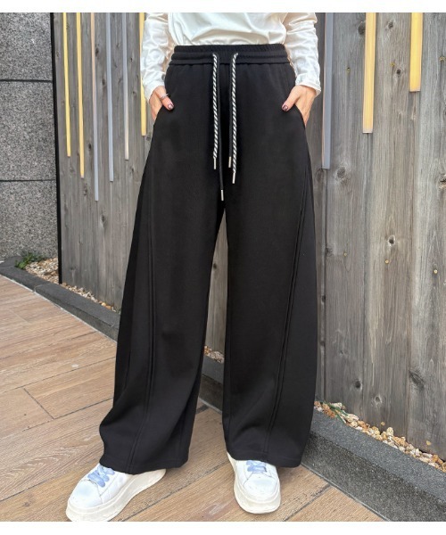 Pauline Bleu(ポリーヌブロー)の「【PaulineBleu/ポリーヌブロー】スウェットワイドパンツ(スウェットパンツ・レディース・ブラック/グレー・FREE)」の1枚目の写真