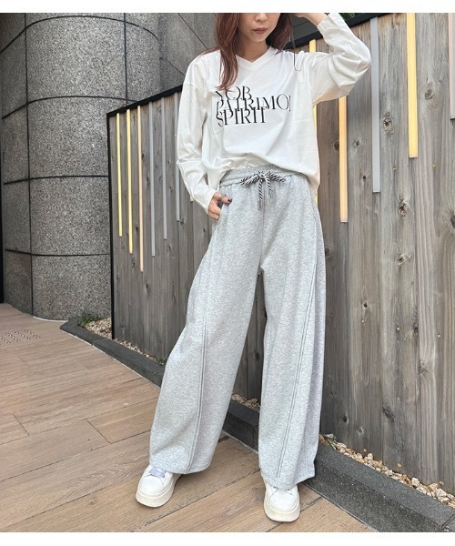 Pauline Bleu(ポリーヌブロー)の「【PaulineBleu/ポリーヌブロー】スウェットワイドパンツ(スウェットパンツ・レディース・ブラック/グレー・FREE)」の8枚目の写真