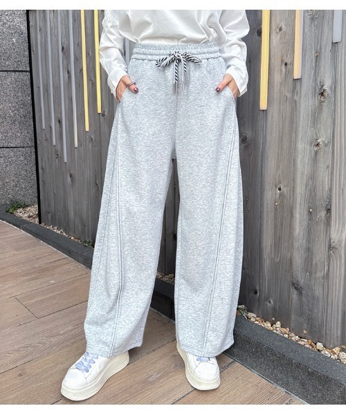 Pauline Bleu(ポリーヌブロー)の「【PaulineBleu/ポリーヌブロー】スウェットワイドパンツ(スウェットパンツ・レディース・ブラック/グレー・FREE)」の10枚目の写真