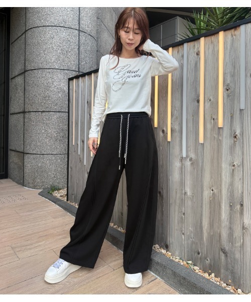 Pauline Bleu(ポリーヌブロー)の「【PaulineBleu/ポリーヌブロー】スウェットワイドパンツ(スウェットパンツ・レディース・ブラック/グレー・FREE)」の9枚目の写真