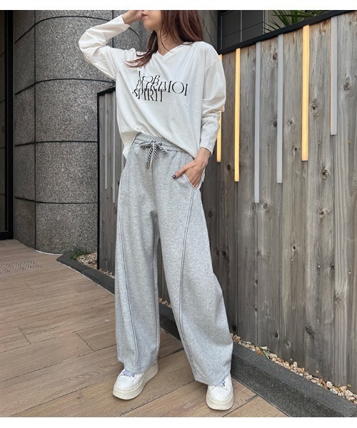 Pauline Bleu(ポリーヌブロー)の「【PaulineBleu/ポリーヌブロー】スウェットワイドパンツ(スウェットパンツ・レディース・ブラック/グレー・FREE)」の11枚目の写真