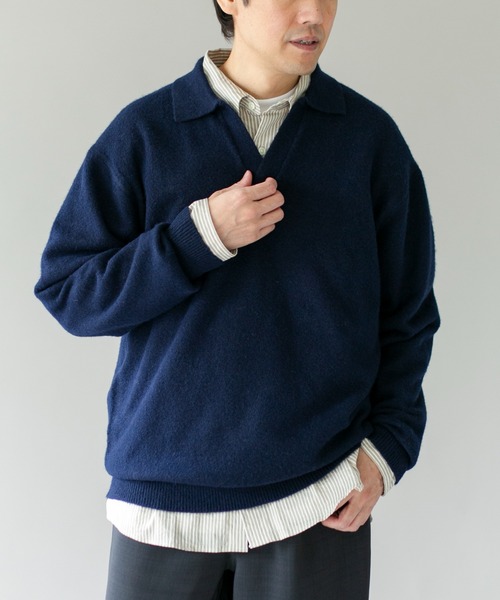 URBAN RESEARCH DOORS(アーバンリサーチドアーズ)の「ウール混もちもちスキッパーニット(ニット/セーター・メンズ・ネイビー/ブラウン/ライトベージュ・MEDIUM/X-LARGE/LARGE)」の12枚目の写真