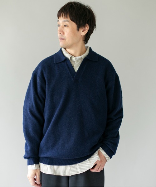 URBAN RESEARCH DOORS(アーバンリサーチドアーズ)の「ウール混もちもちスキッパーニット(ニット/セーター・メンズ・ネイビー/ブラウン/ライトベージュ・MEDIUM/X-LARGE/LARGE)」の13枚目の写真