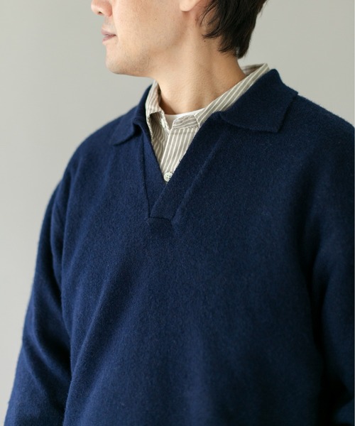 URBAN RESEARCH DOORS(アーバンリサーチドアーズ)の「ウール混もちもちスキッパーニット(ニット/セーター・メンズ・ネイビー/ブラウン/ライトベージュ・MEDIUM/X-LARGE/LARGE)」の15枚目の写真