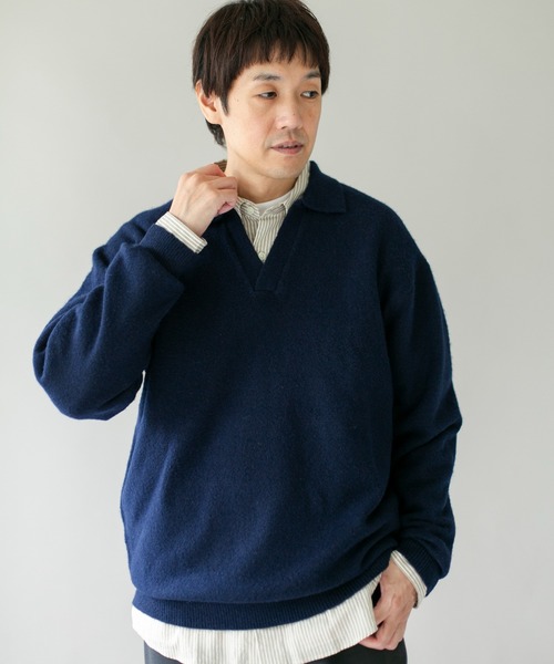 URBAN RESEARCH DOORS(アーバンリサーチドアーズ)の「ウール混もちもちスキッパーニット(ニット/セーター・メンズ・ネイビー/ブラウン/ライトベージュ・MEDIUM/X-LARGE/LARGE)」の16枚目の写真