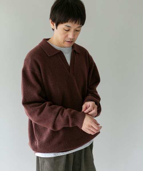 URBAN RESEARCH DOORS(アーバンリサーチドアーズ)の「ウール混もちもちスキッパーニット(ニット/セーター・メンズ・ネイビー/ブラウン/ライトベージュ・MEDIUM/X-LARGE/LARGE)」の20枚目の写真