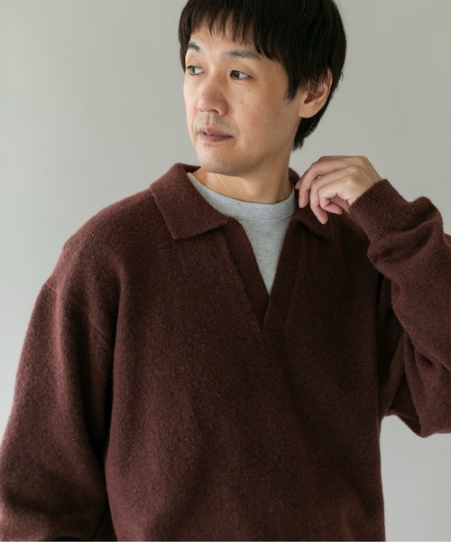 URBAN RESEARCH DOORS(アーバンリサーチドアーズ)の「ウール混もちもちスキッパーニット(ニット/セーター・メンズ・ネイビー/ブラウン/ライトベージュ・MEDIUM/X-LARGE/LARGE)」の21枚目の写真