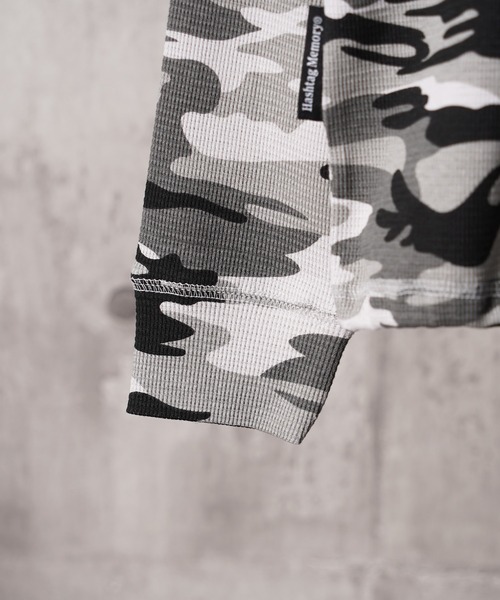 #MEMORY(メモリー)の「【#MEMORY】カモフラ ワッフル ヘンリーネック ロンT / 裾ドローコード クロップド丈(Tシャツ/カットソー・メンズ・グレー/カーキ・L/M)」の12枚目の写真