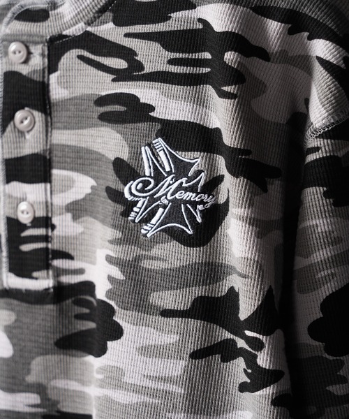 #MEMORY(メモリー)の「【#MEMORY】カモフラ ワッフル ヘンリーネック ロンT / 裾ドローコード クロップド丈(Tシャツ/カットソー・メンズ・グレー/カーキ・L/M)」の9枚目の写真